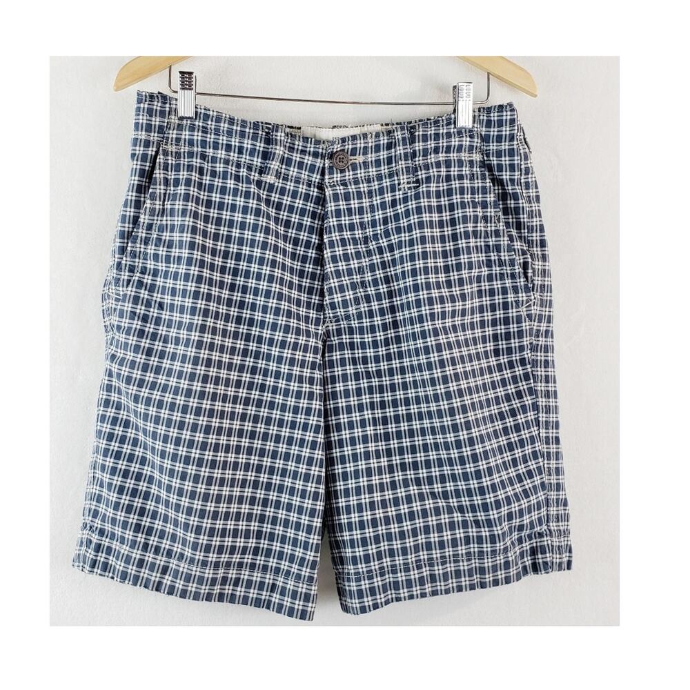 Abercrombie & Fitch Plaid Shorts Men 30 Blue 9" Inseam Slash and Back Pockets